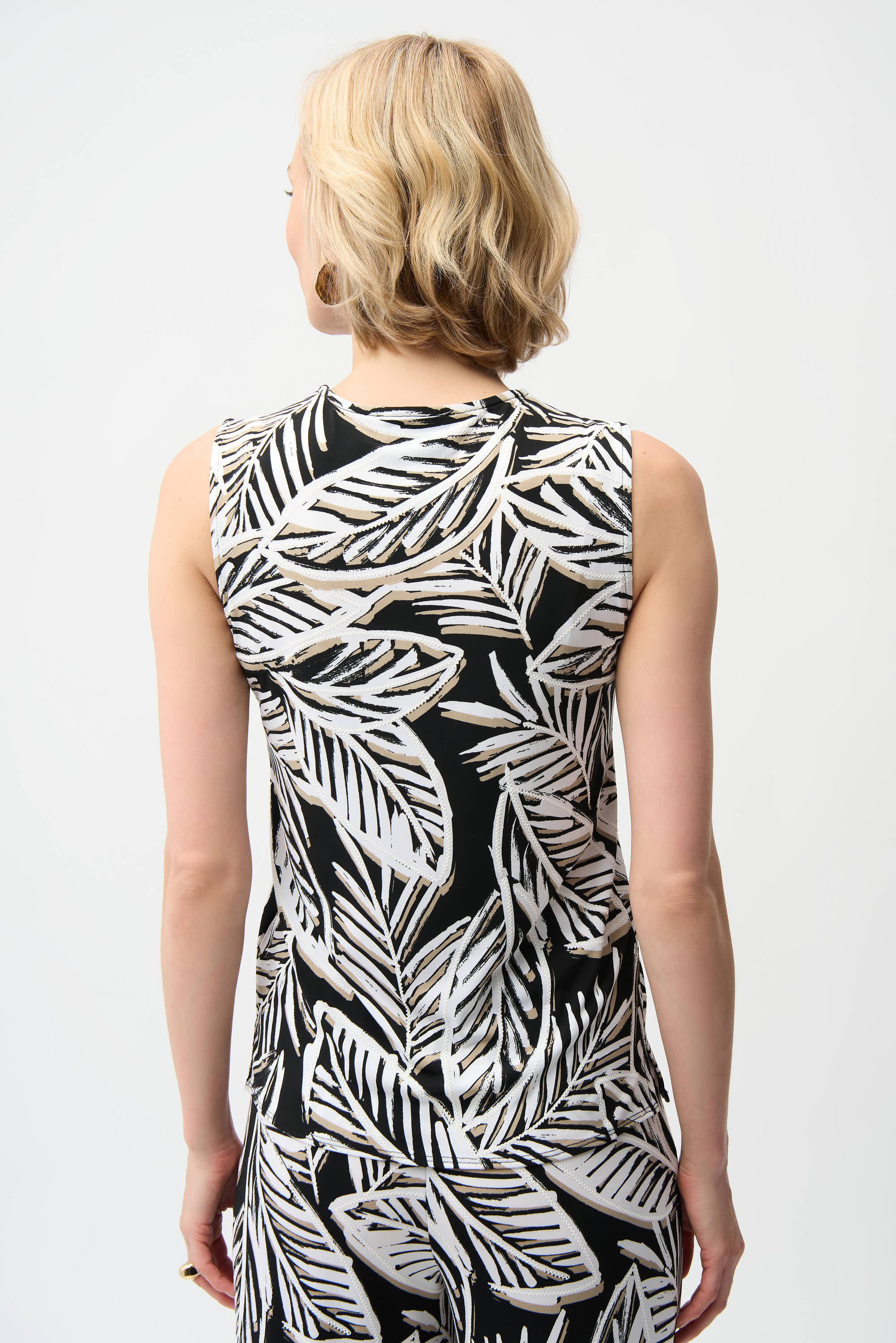 Joseph Ribkoff Silky Knit Tropical Print Sleeveless Trapeze Top 261151