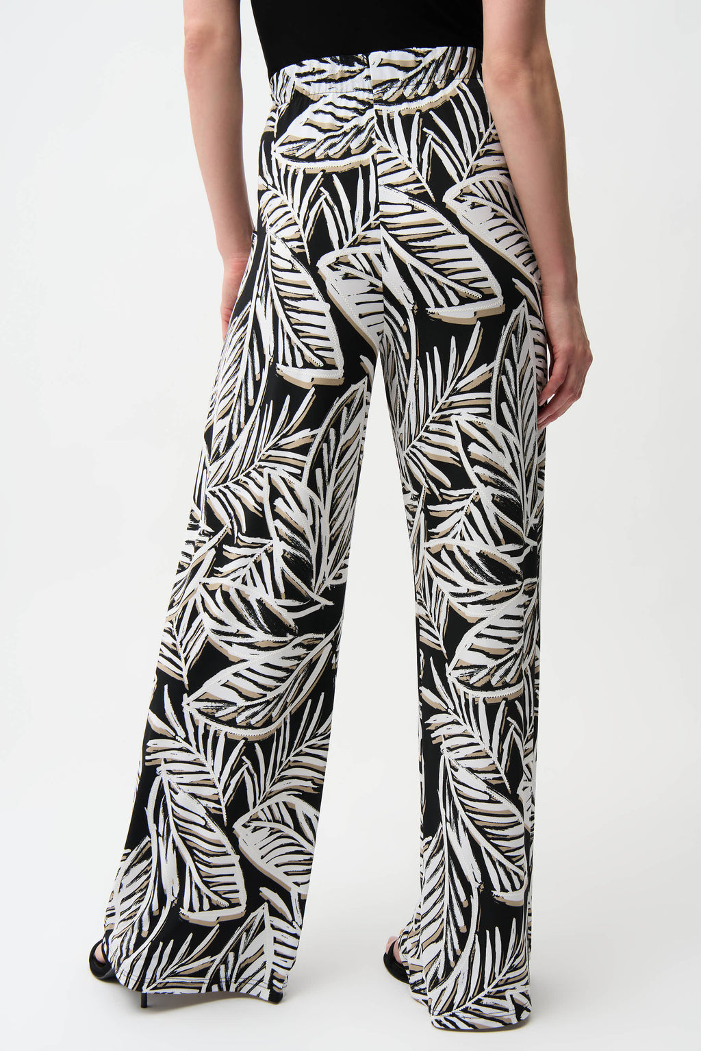 Joseph Ribkoff Silky Knit Tropical Print Wide Leg Pull-On Pants 261158
