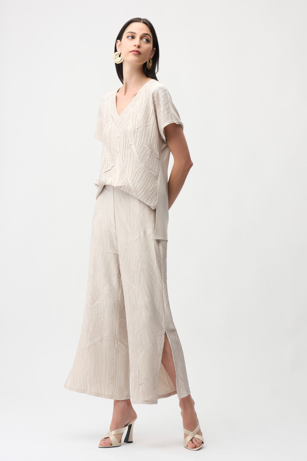 Joseph Ribkoff Pleated Satin Pull-On Culotte Pants 261161