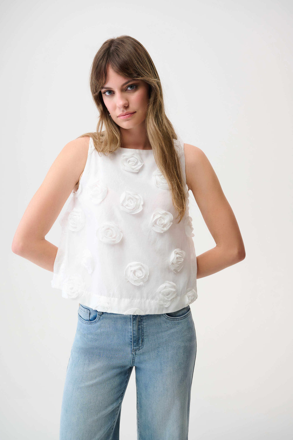 Joseph Ribkoff Novelty Sleeveless Top With 3D Floral Embroidery 261220