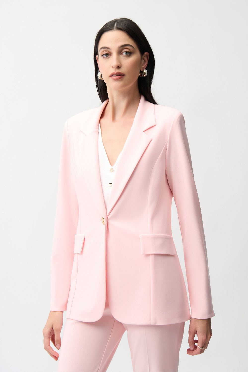 Joseph Ribkoff Silky Knit Fitted Blazer With Statement Button 261245