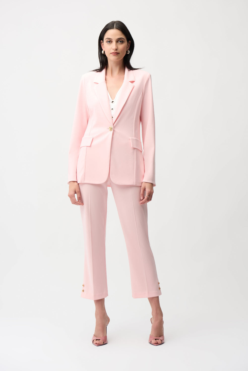 Joseph Ribkoff Silky Knit Fitted Blazer With Statement Button 261245