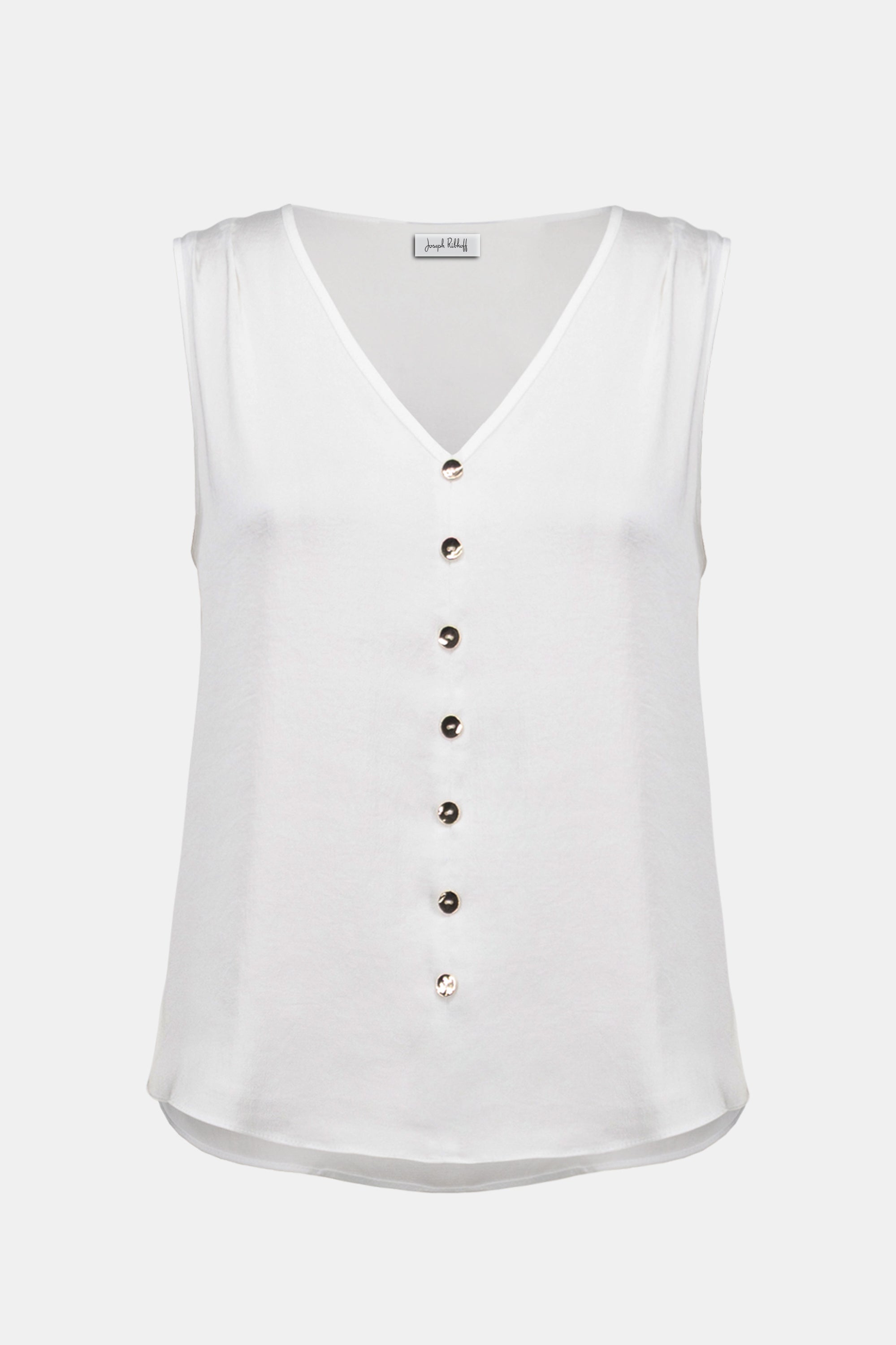 Joseph Ribkoff Recycled Satin Boxy Top With Gold Buttons 261249