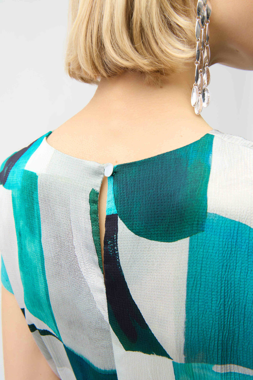 Joseph Ribkoff Textured Satin Geometric Print Fit and Flare Dress 261251