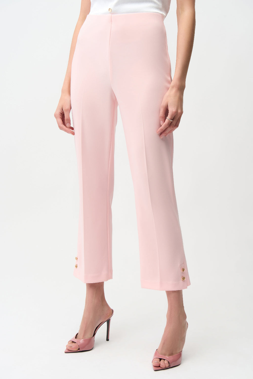 Joseph Ribkoff Silky Knit Crop Pull-On Pants With Gold Buttons 261254