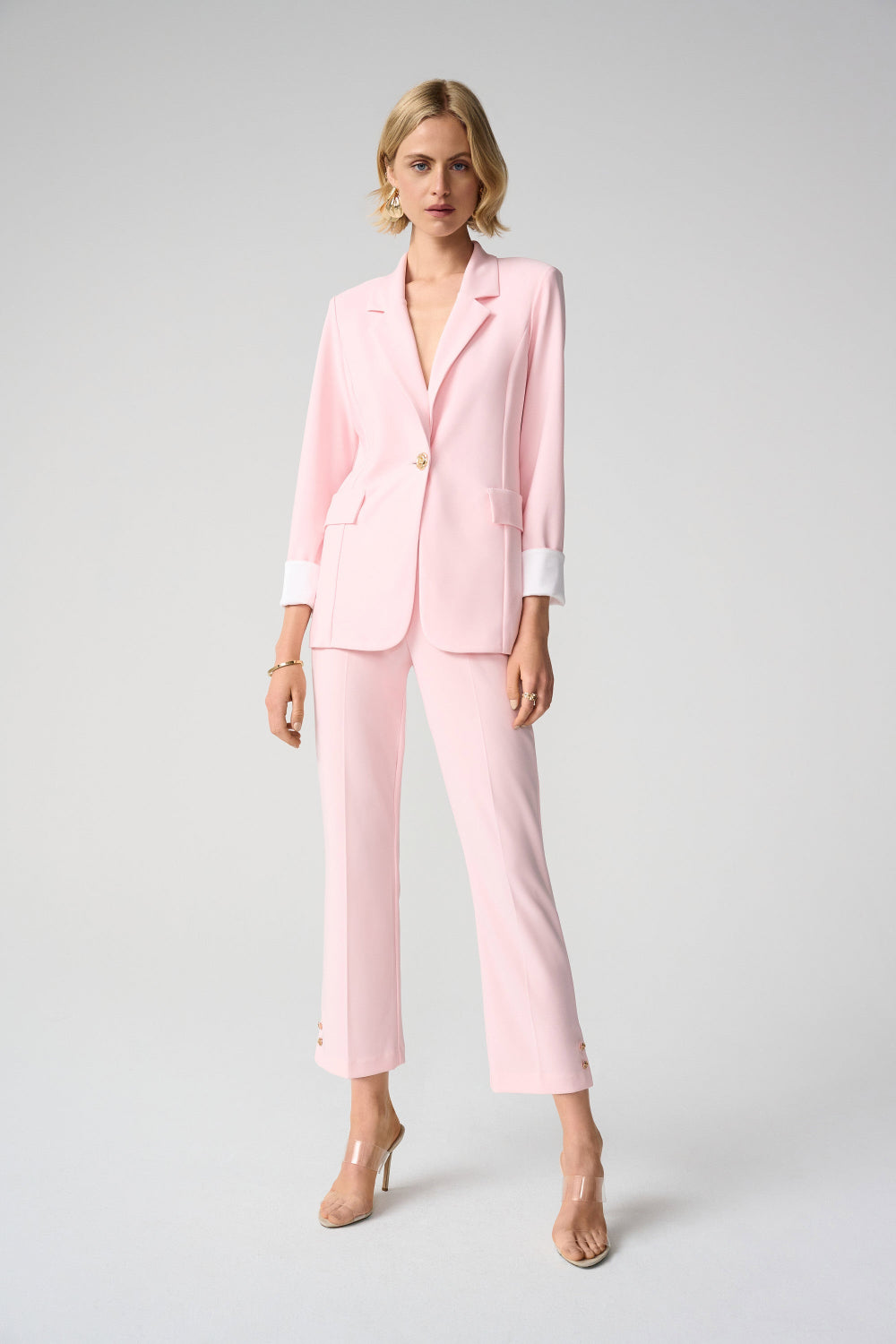 Joseph Ribkoff Silky Knit Crop Pull-On Pants With Gold Buttons 261254