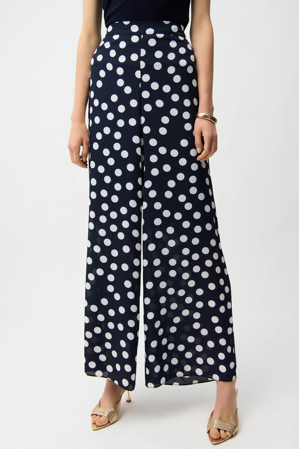 Joseph Ribkoff Georgette Dot Print Wide Leg Pants 261305