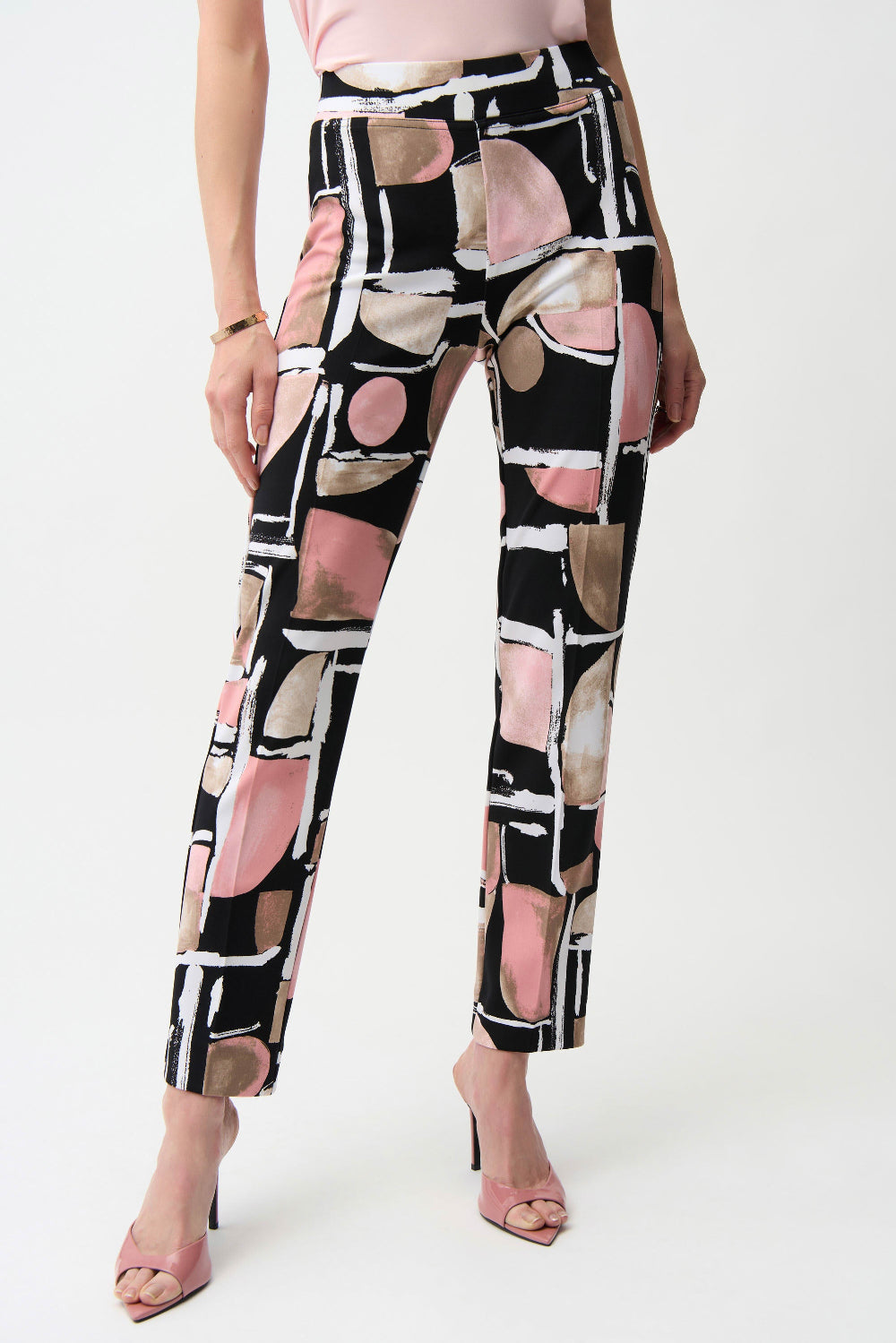 Joseph Ribkoff Silky Knit Abstract Print Straight Pull-On Pants 261309