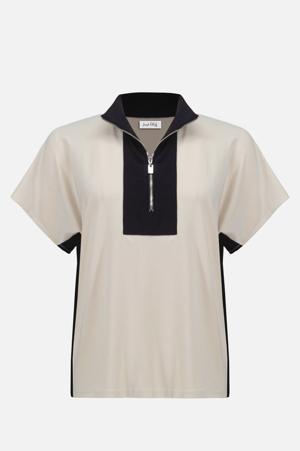 Joseph Ribkoff Silky Knit Color Block Straight Top With Zipped Collar 261611