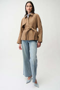 Joseph Ribkoff Cotton Twill Short Trench with Belt and Rhinestones Detail 261907