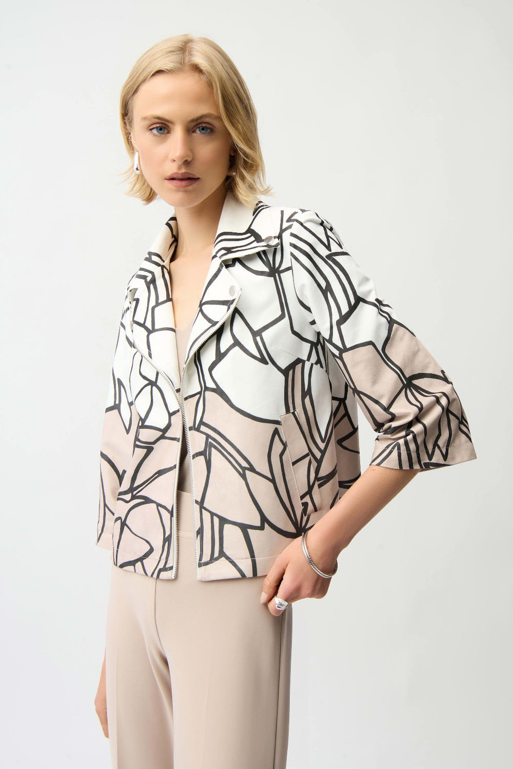 Joseph Ribkoff Faux Suede Abstract Print Swing Jacket 261908