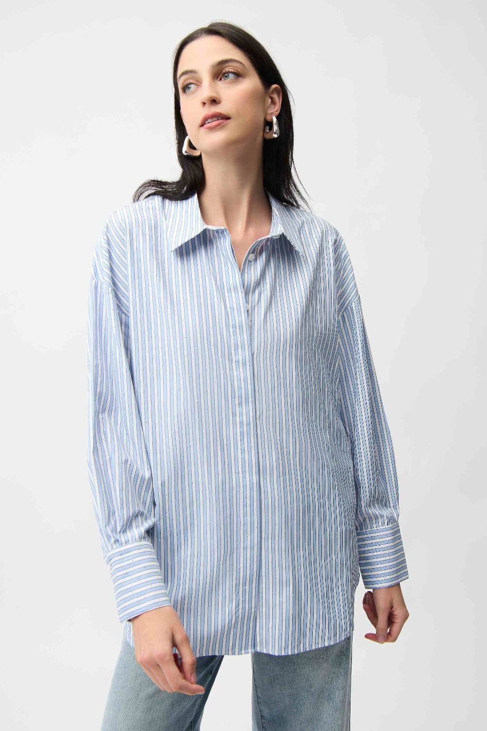 Joseph Ribkoff Tencel Stripe Print Boxy Blouse 261931