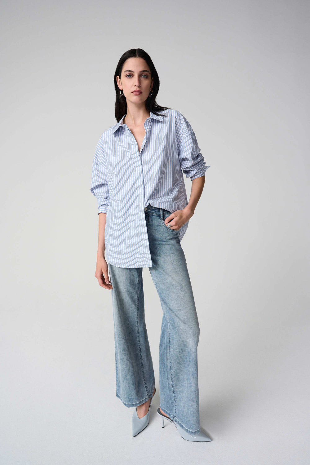 Joseph Ribkoff Tencel Stripe Print Boxy Blouse 261931