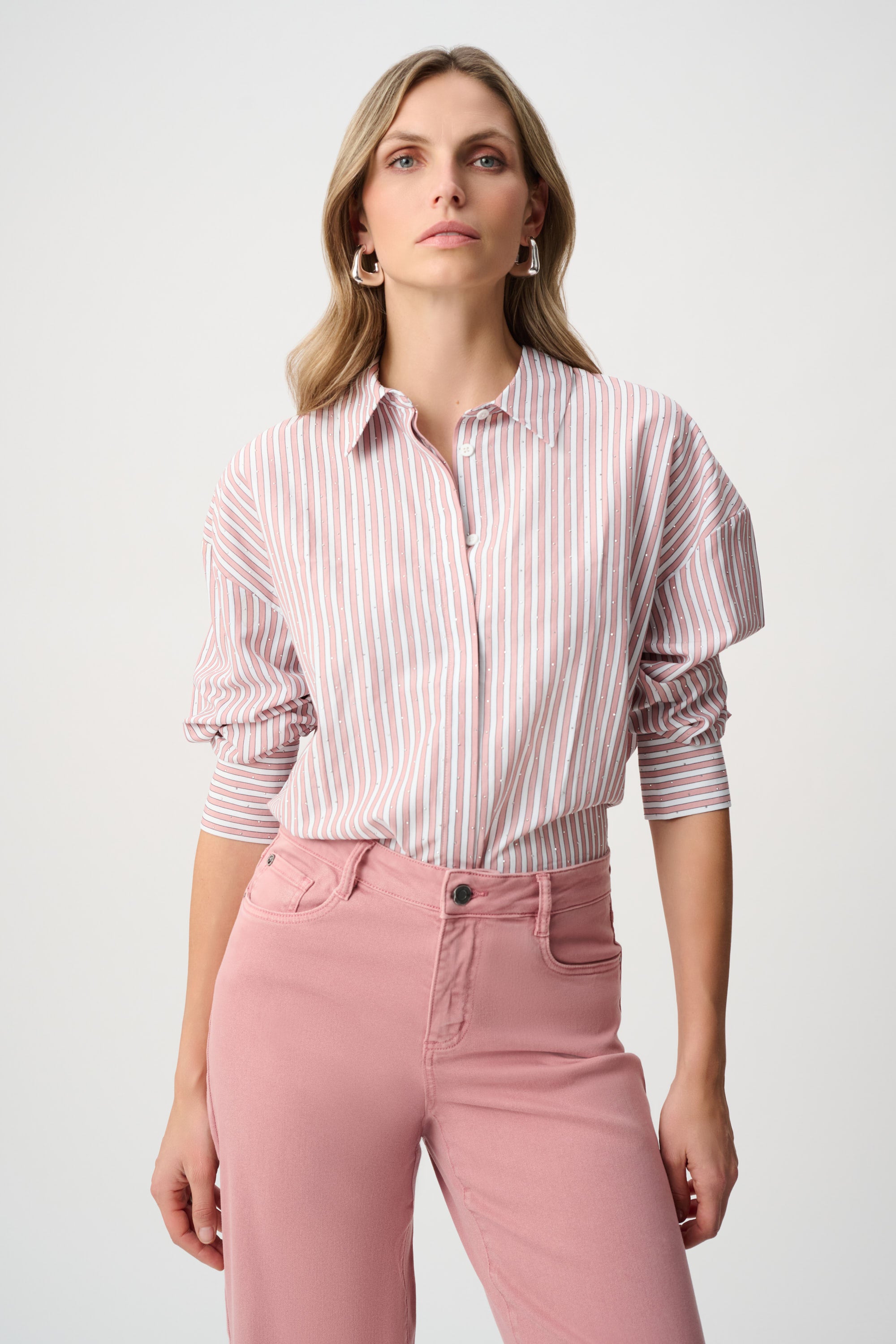 Joseph Ribkoff Tencel Stripe Print Boxy Blouse 261931F26