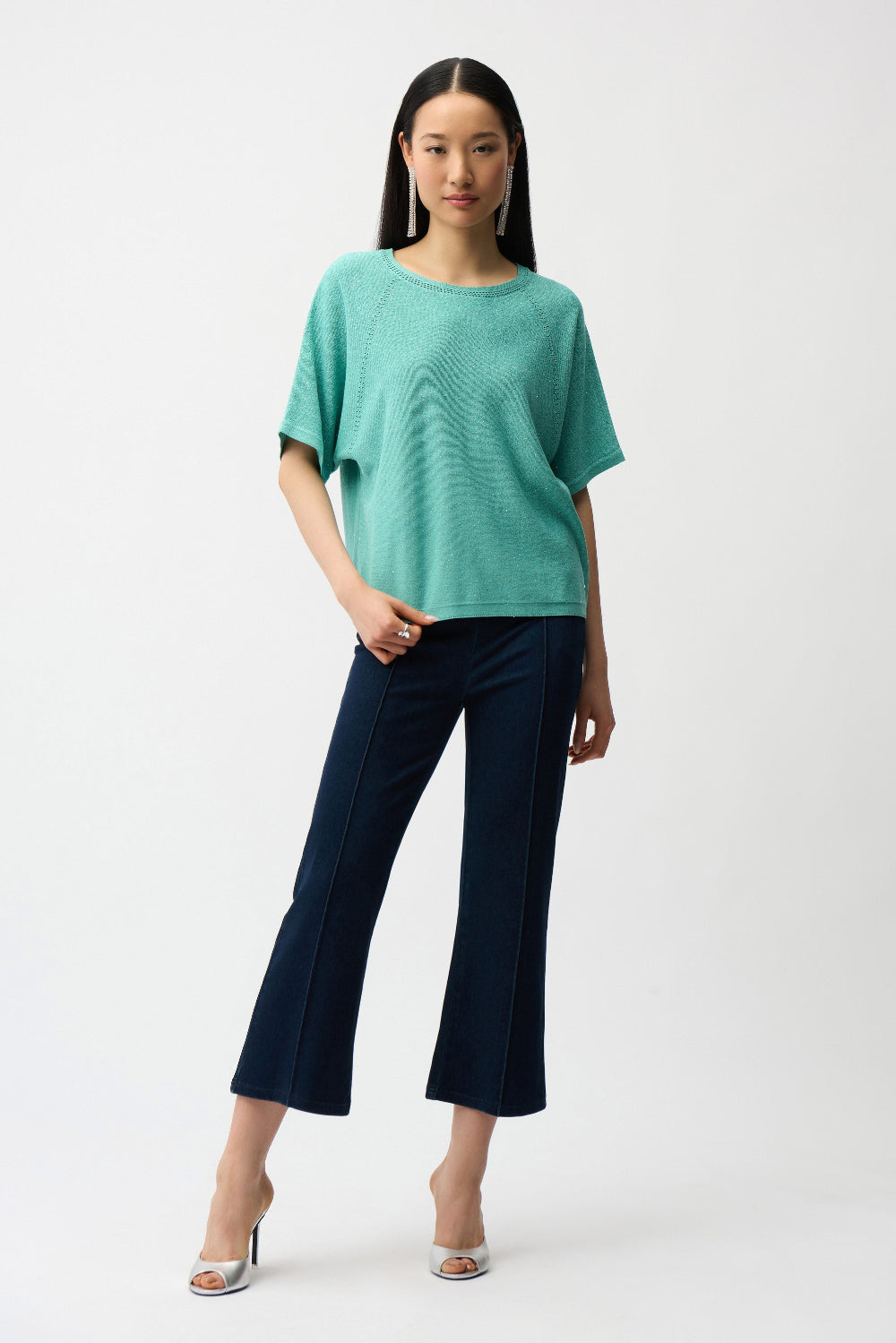 Joseph Ribkoff Knit Denim Cropped Flare Pant 261953