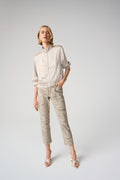Joseph Ribkoff Metallic Abstract Print Slim Crop Jeans 261959