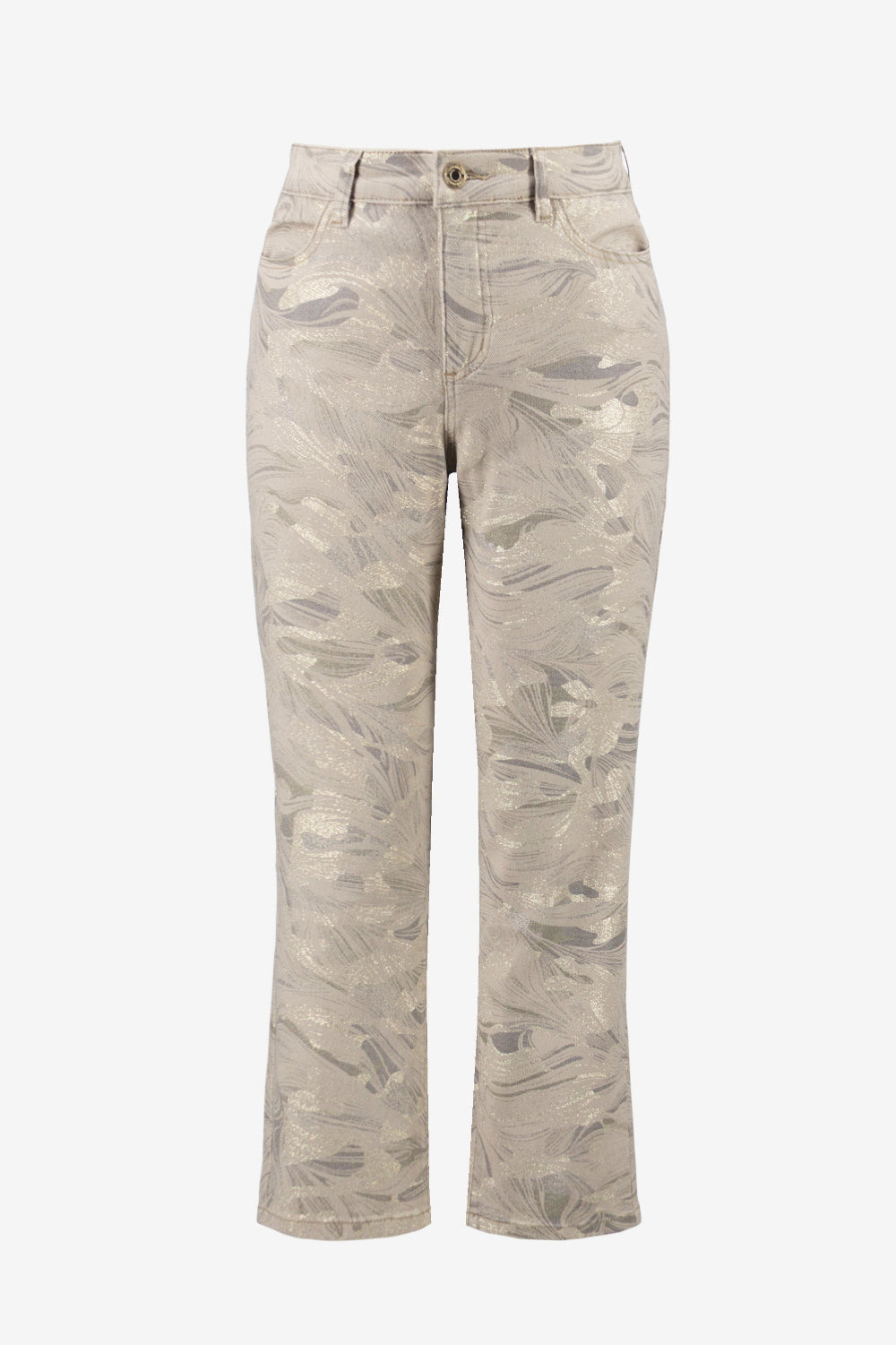 Joseph Ribkoff Metallic Abstract Print Slim Crop Jeans 261959