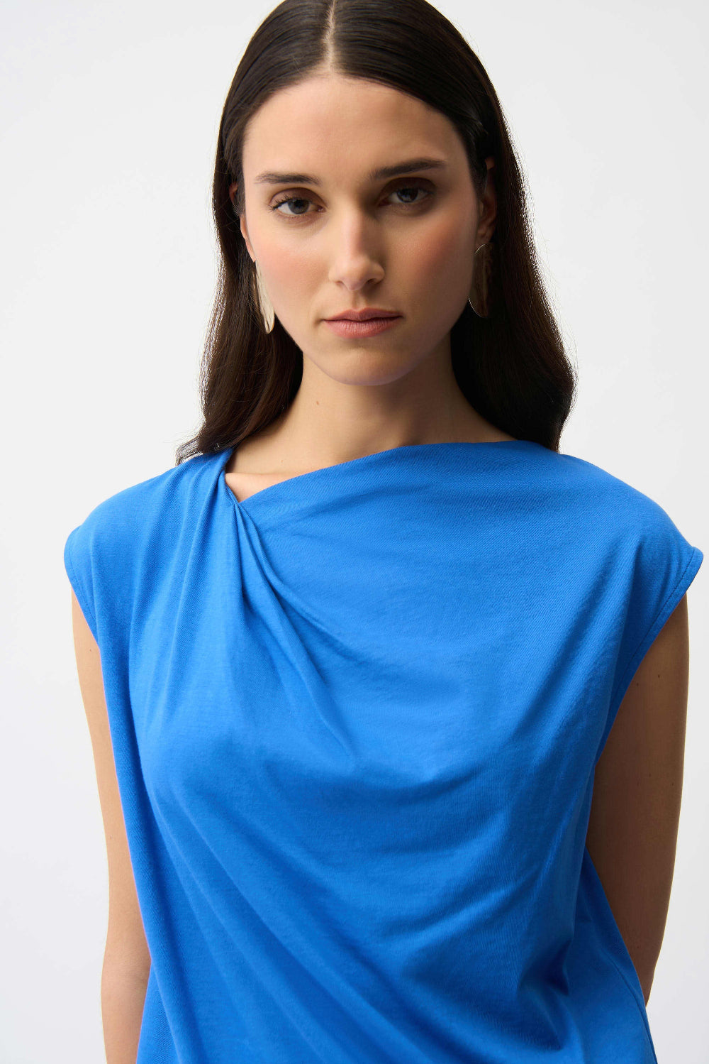 Joseph Ribkoff Cotton Top With Asymmetrical Collar 261964