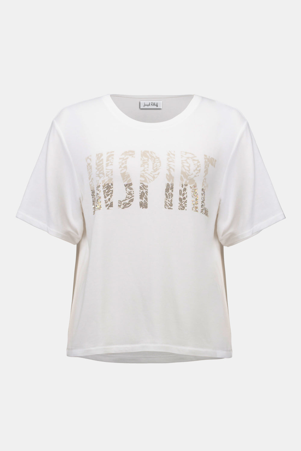 Joseph Ribkoff Front Print Straight T-Shirt With Rhinestones 261967