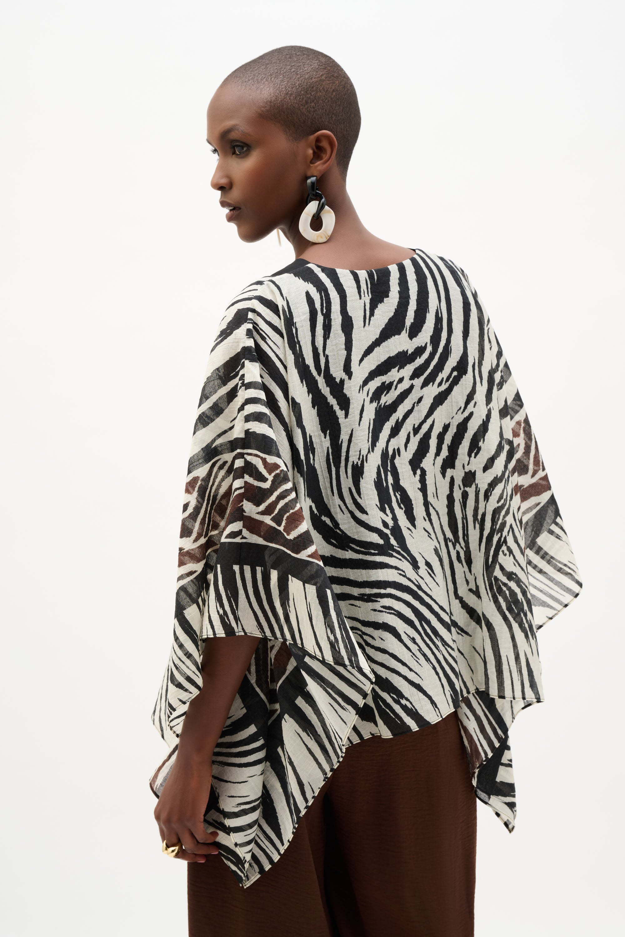 Joseph Ribkoff Sheer Woven Animal Print And Silky Knit Poncho Top 262203