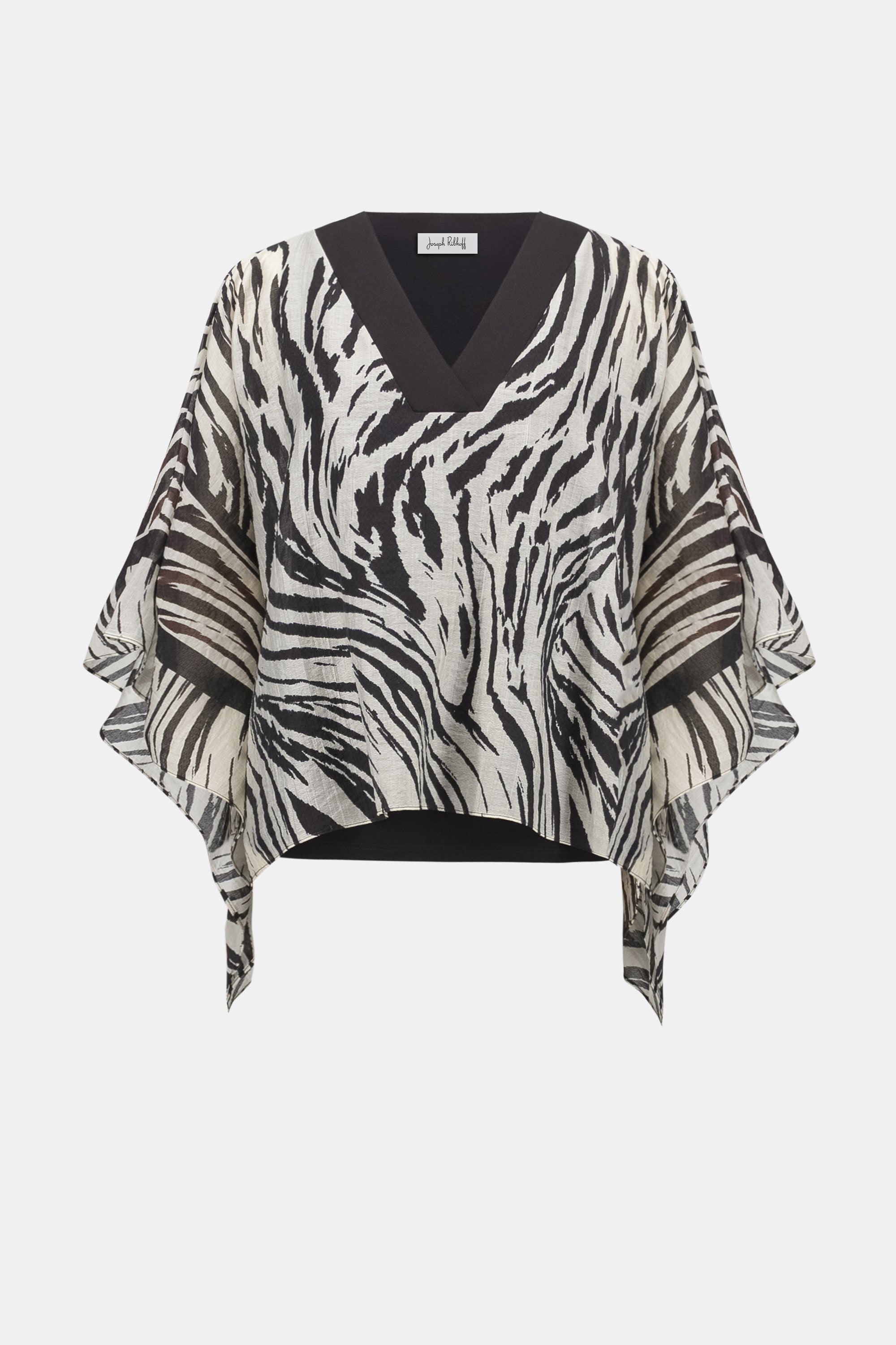 Joseph Ribkoff Sheer Woven Animal Print And Silky Knit Poncho Top 262203