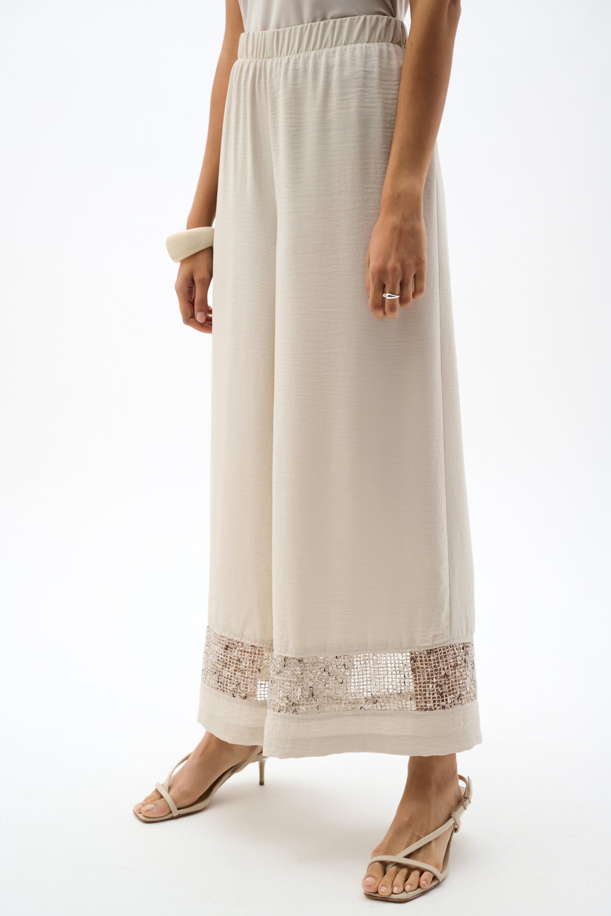 Joseph Ribkoff Gauze Pull-On Culotte Pants With Sequined Mesh Inserts 262253