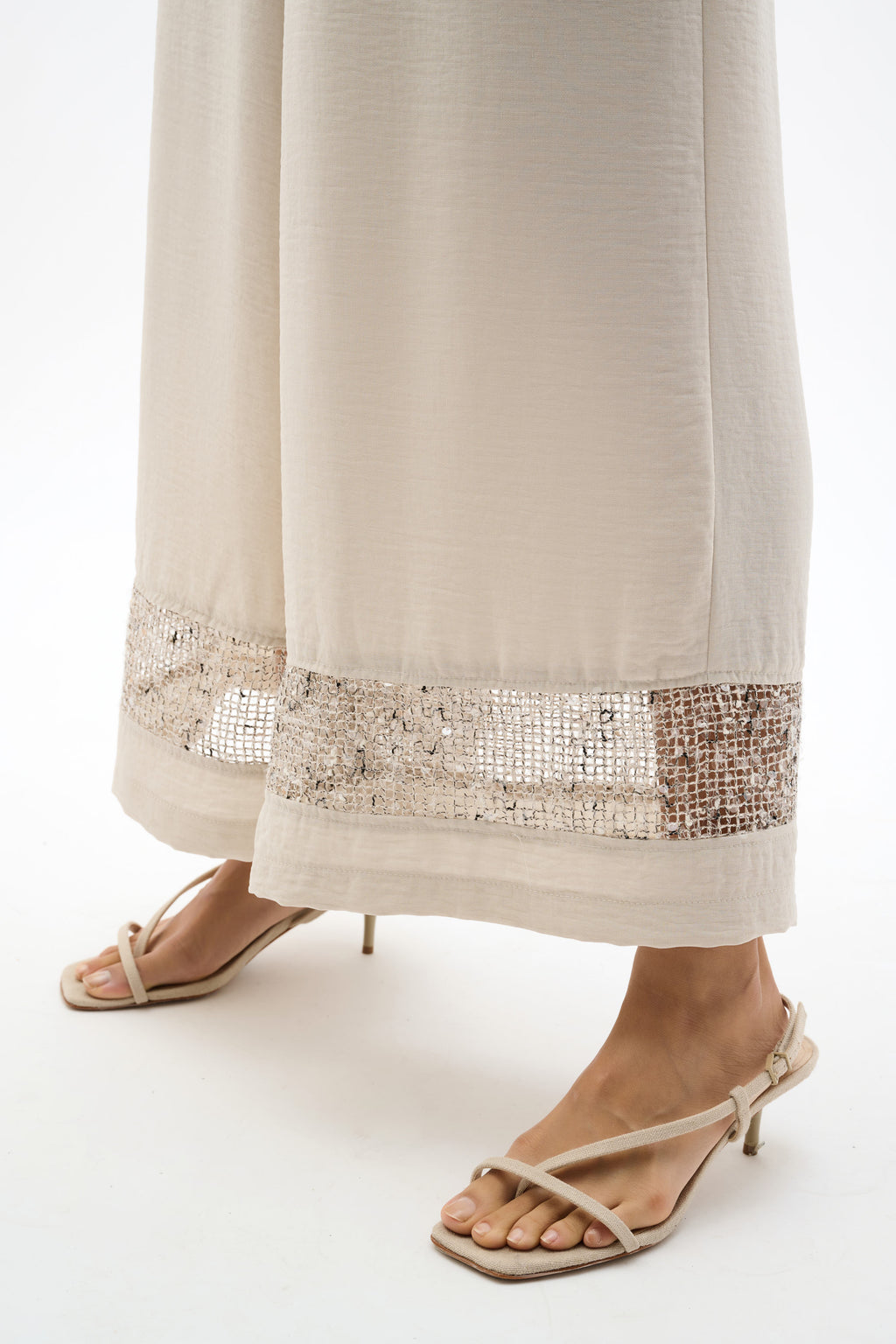 Joseph Ribkoff Gauze Pull-On Culotte Pants With Sequined Mesh Inserts 262253