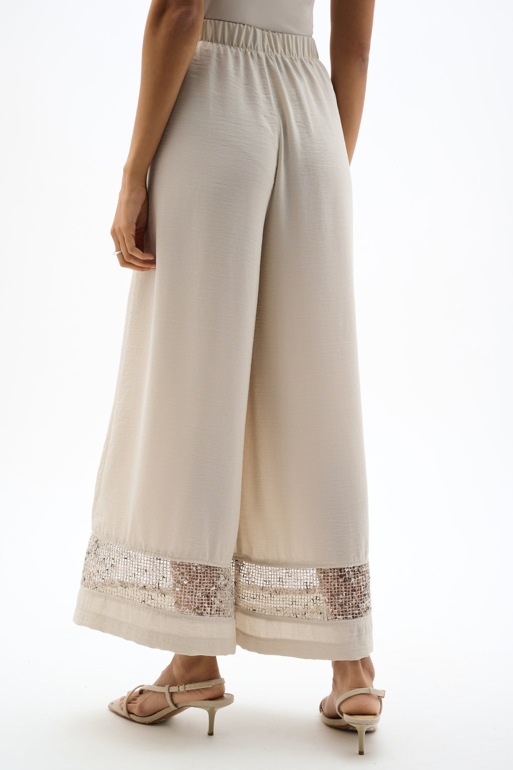Joseph Ribkoff Gauze Pull-On Culotte Pants With Sequined Mesh Inserts 262253