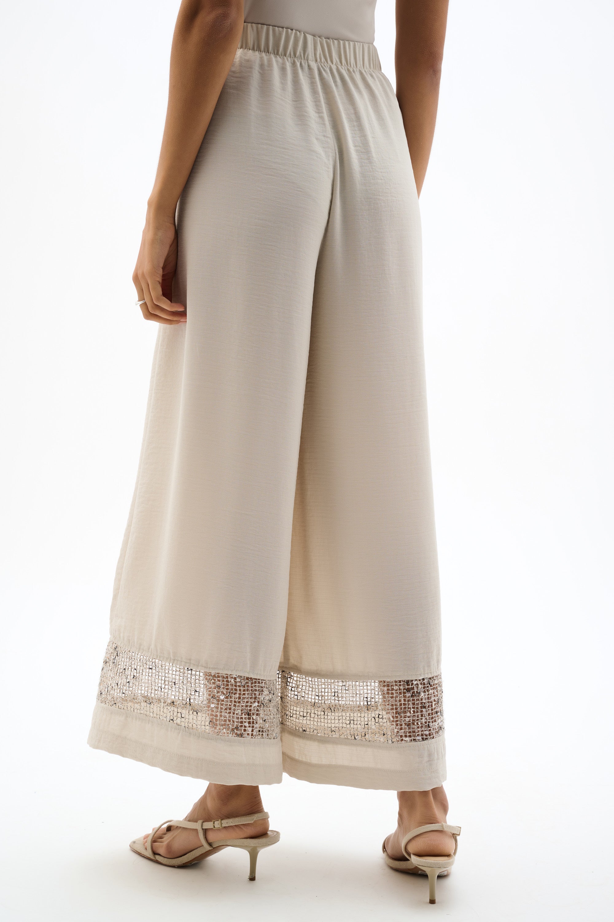 Joseph Ribkoff Gauze Pull-On Culotte Pants With Sequined Mesh Inserts 262253