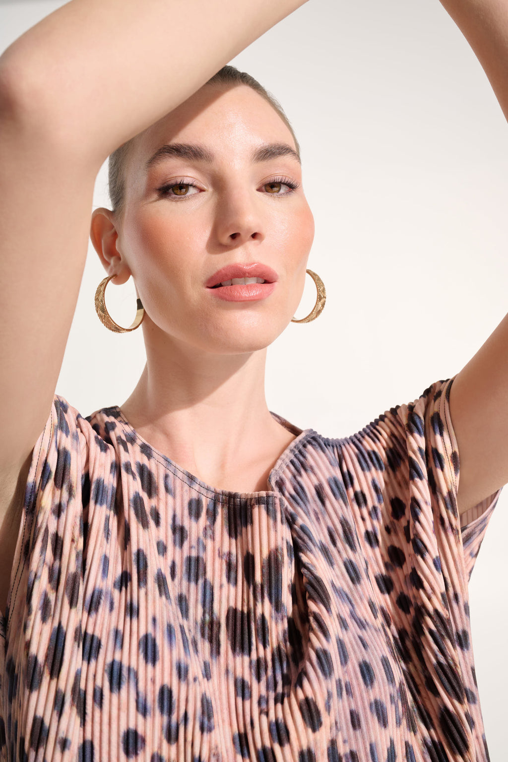 Joseph Ribkoff Pleated Scuba Crepe Animal Print Cocoon Top 262602