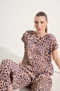 Joseph Ribkoff Pleated Scuba Crepe Animal Print Cocoon Top 262602