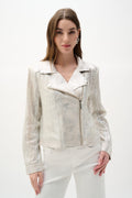 Joseph Ribkoff Faux Suede Foiled Knit Moto Jacket 262902