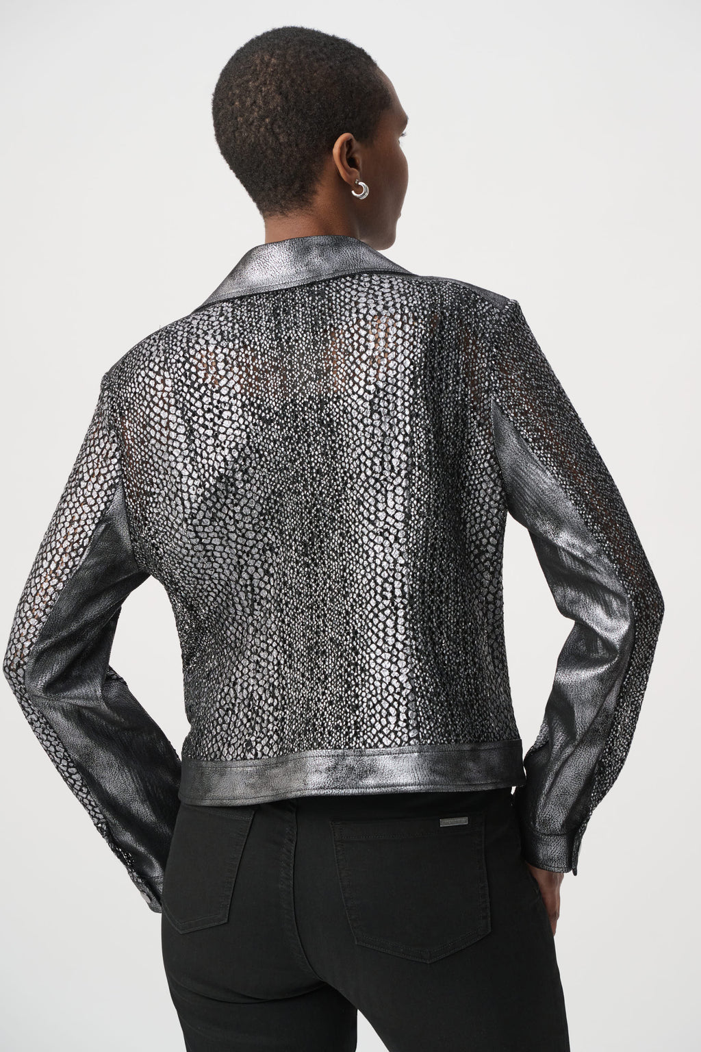 Joseph Ribkoff Foiled Faux Suede Moto Jacket 262902W26