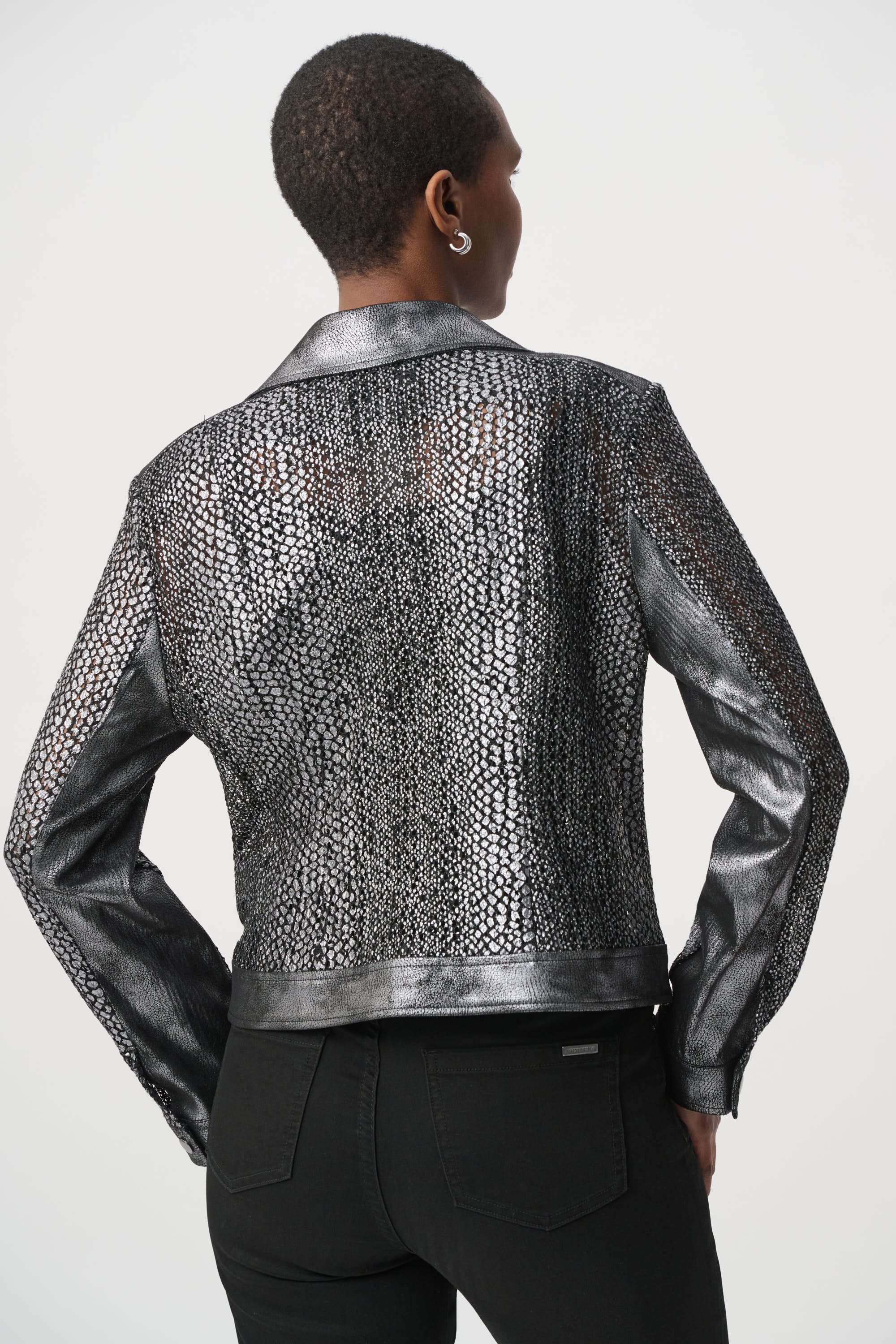 Joseph Ribkoff Foiled Faux Suede Moto Jacket 262902W26