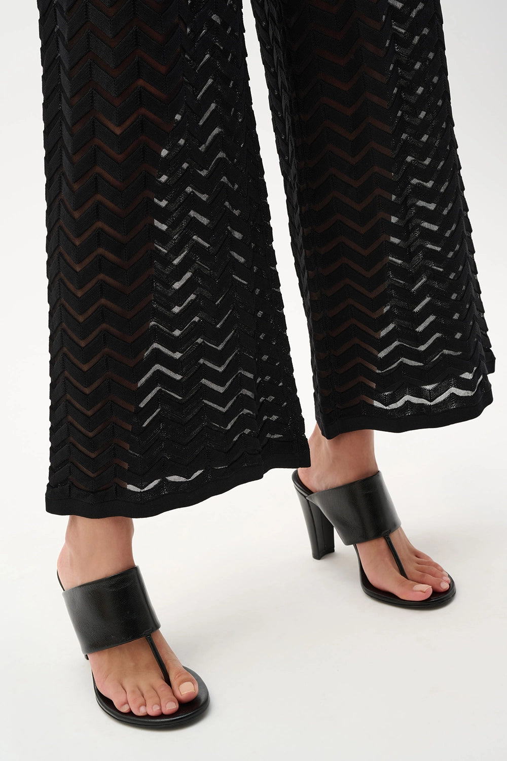 Joseph Ribkoff Viscose Jacquard Knit Chevron Stitch Culotte Pants 262933