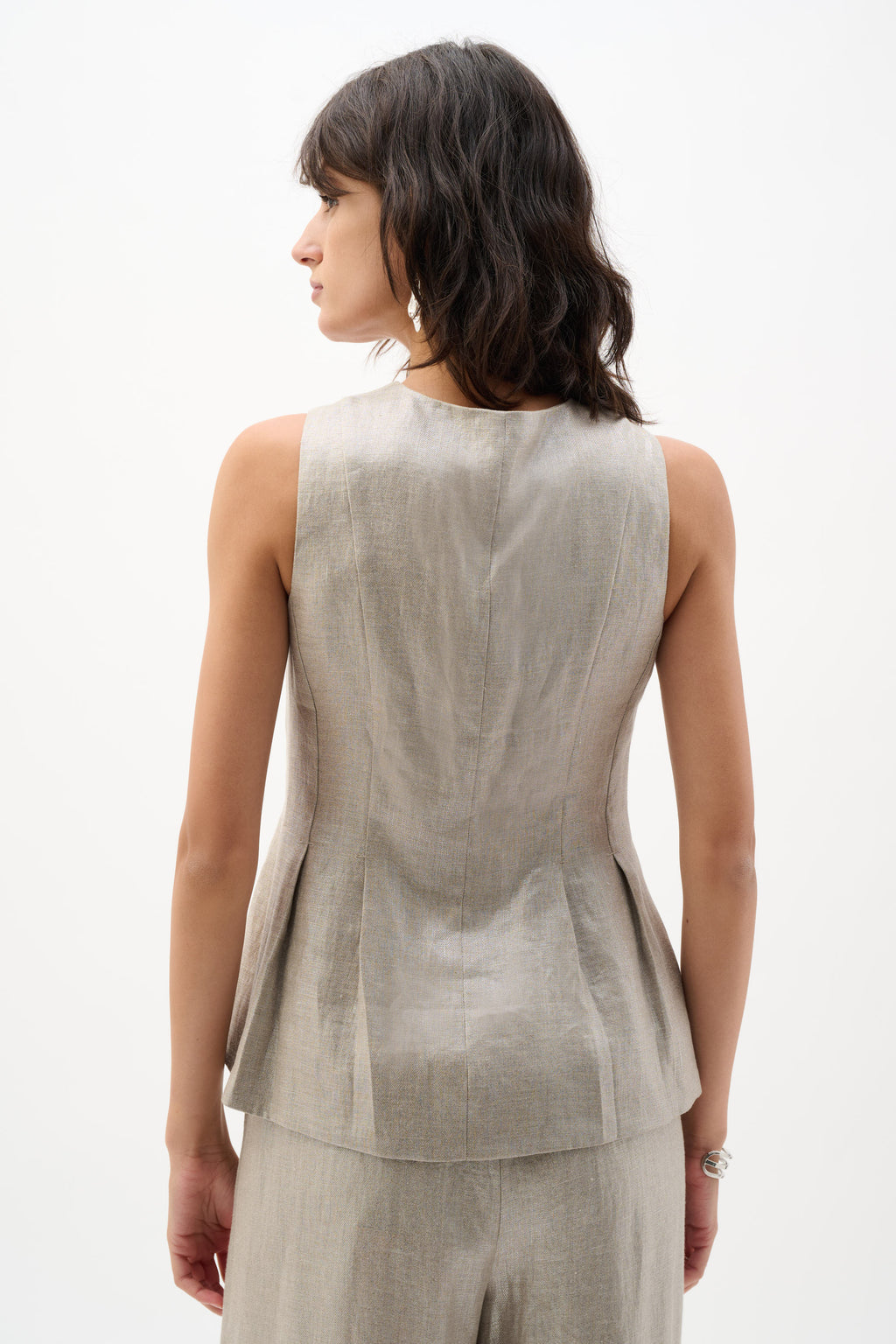 Joseph Ribkoff Foiled Linen Peplum Vest 262944