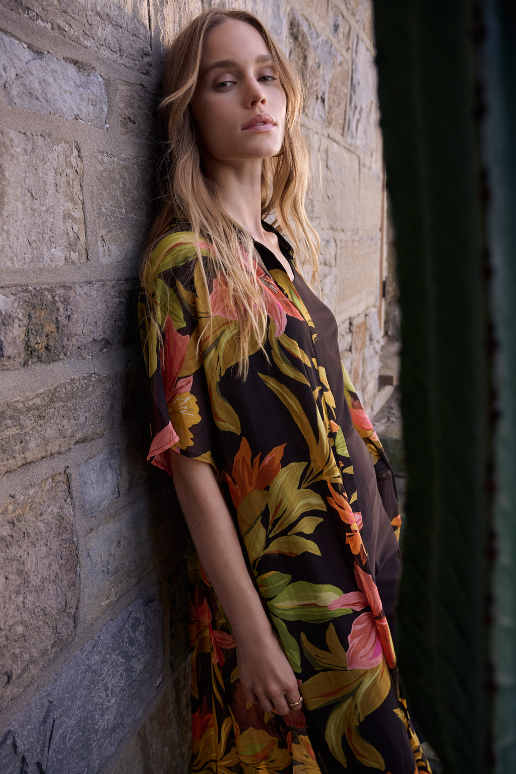 Joseph Ribkoff Chiffon Tropical Print Straight Blouse 262949