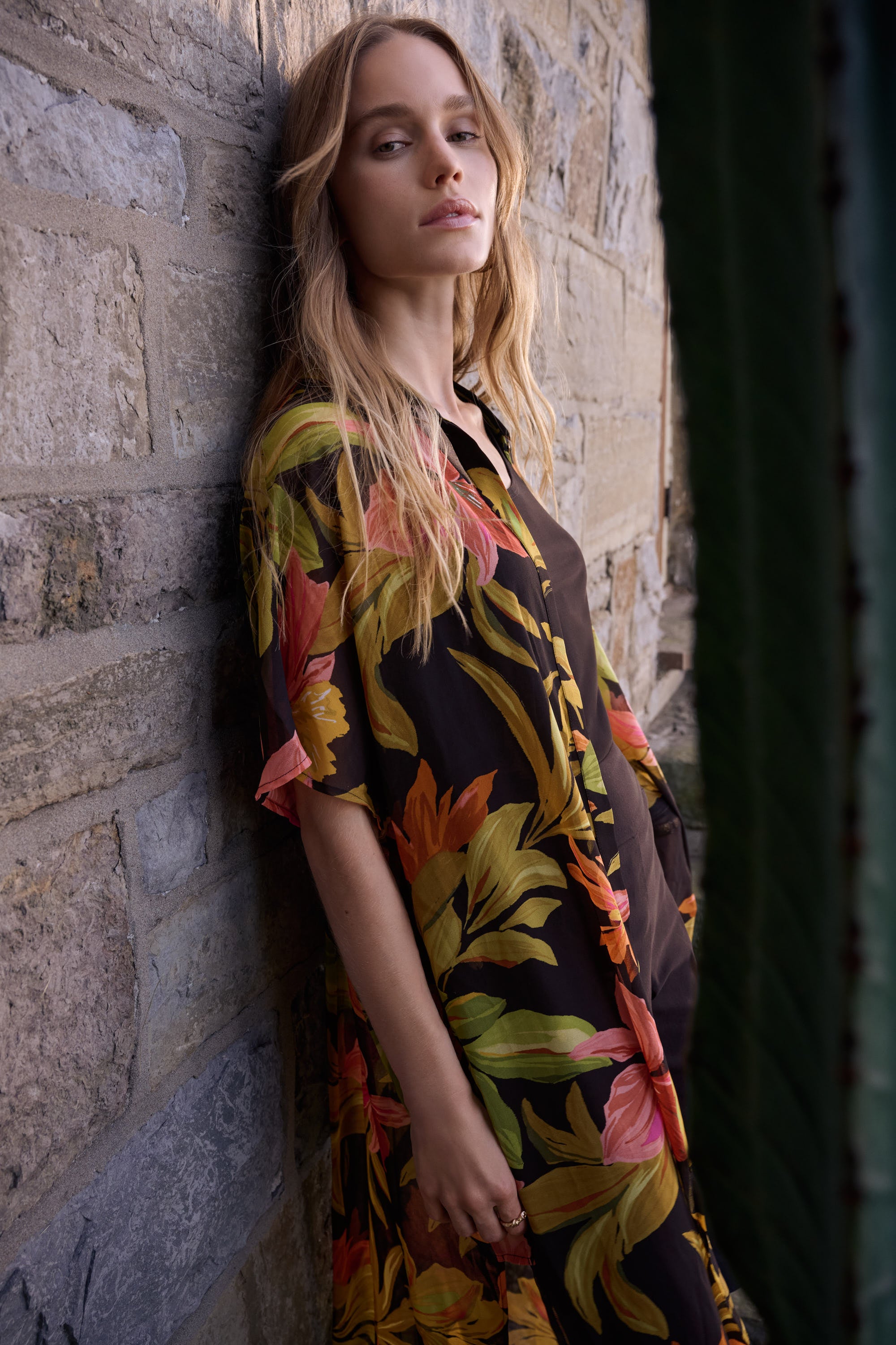 Joseph Ribkoff Chiffon Tropical Print Straight Blouse 262949