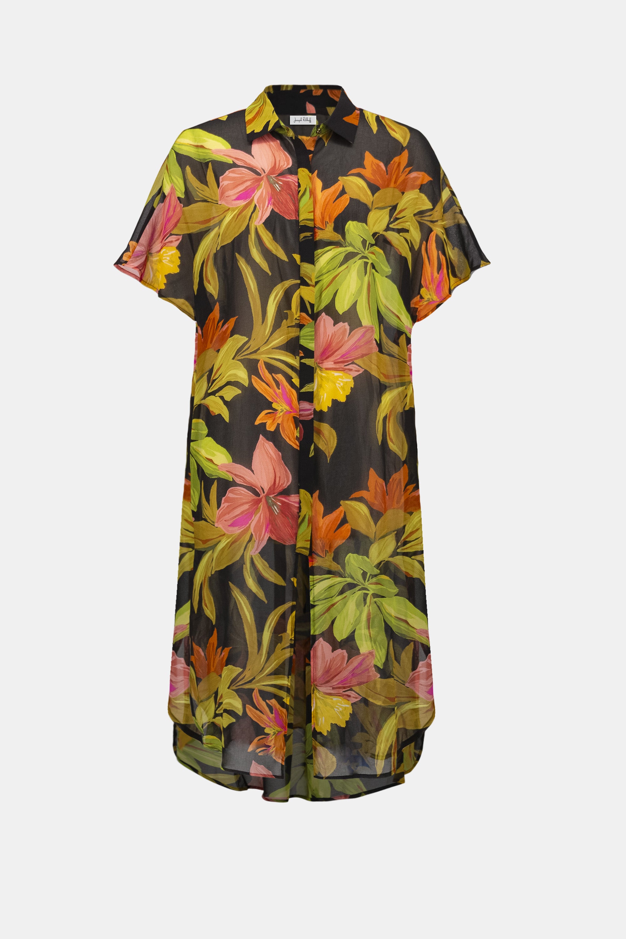 Joseph Ribkoff Chiffon Tropical Print Straight Blouse 262949