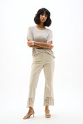 Joseph Ribkoff Repreve Straight Jeans With Flower Embroidery in Moonstone 262980