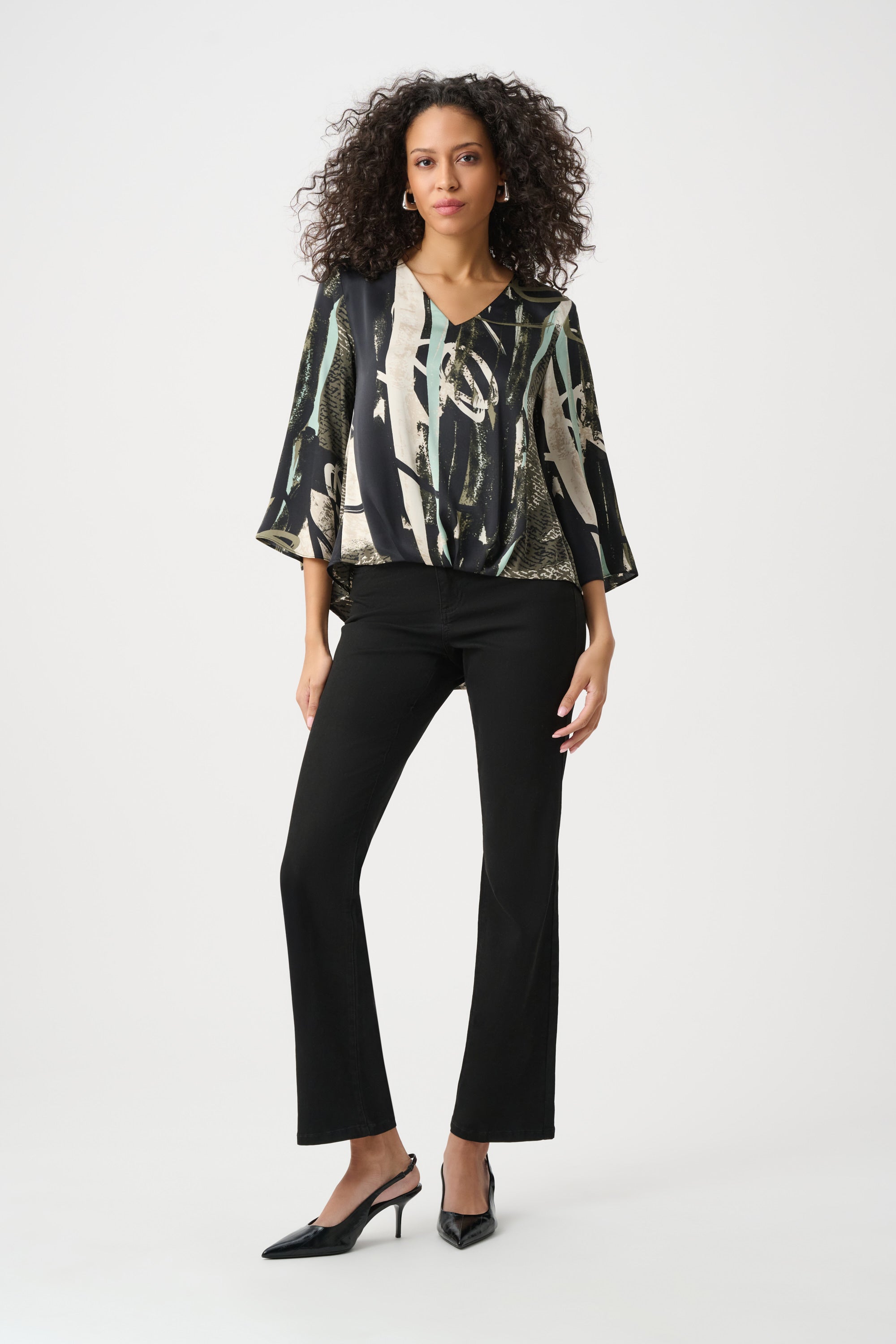 Joseph Ribkoff Recycled Satin Abstract Boxy Top 263024