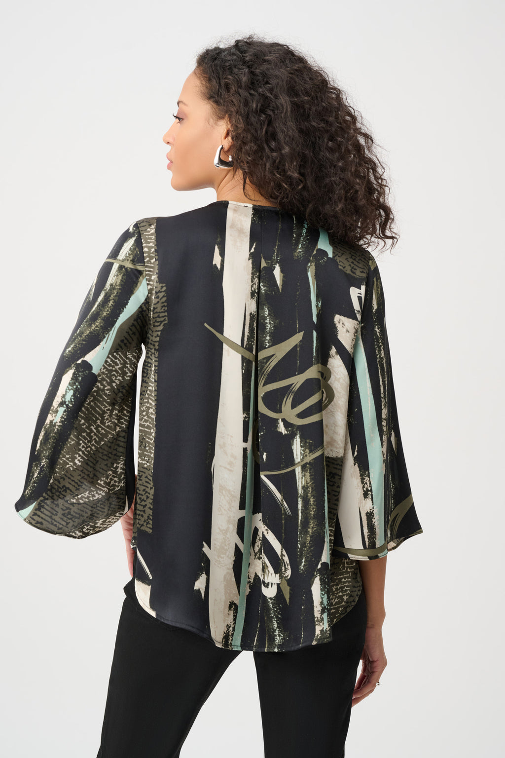 Joseph Ribkoff Recycled Satin Abstract Boxy Top 263024