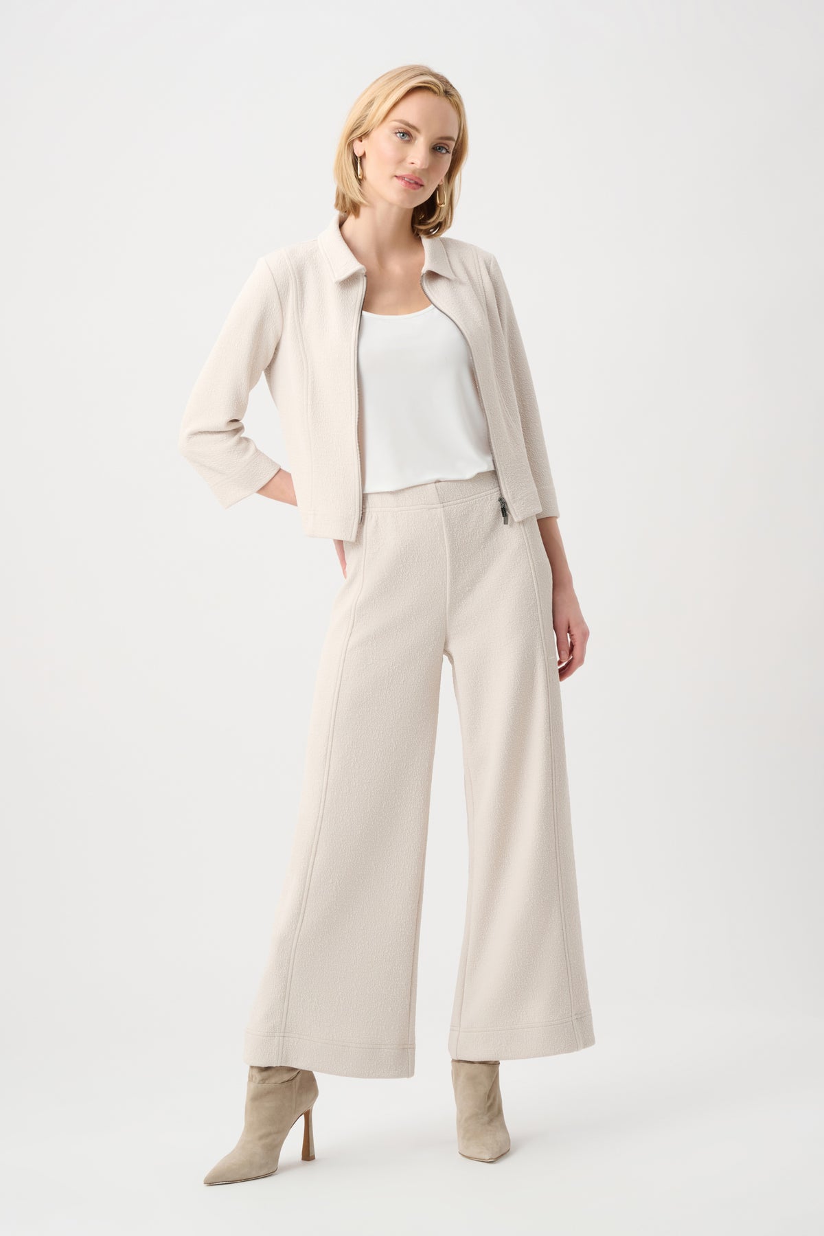 Joseph Ribkoff Textured Knit Jacquard Culotte Pants With Pin-Tuck Detail 263047