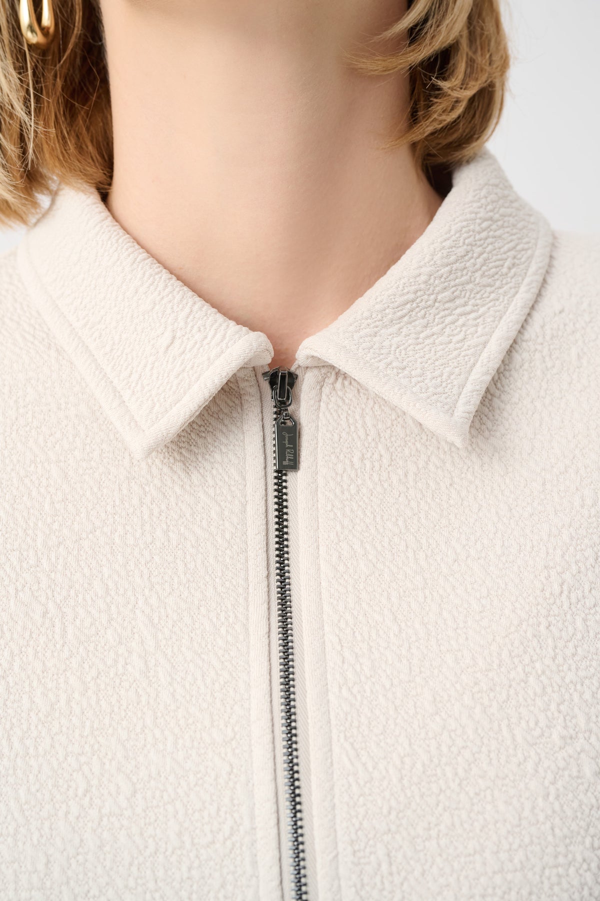 Joseph Ribkoff Textured Knit Jacquard Boxy Jacket With Shirt Collar 263048