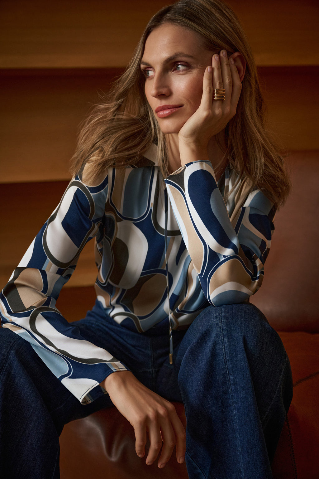 Joseph Ribkoff Recycled Satin Geometric Top 263071