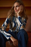 Joseph Ribkoff Recycled Satin Geometric Top 263071