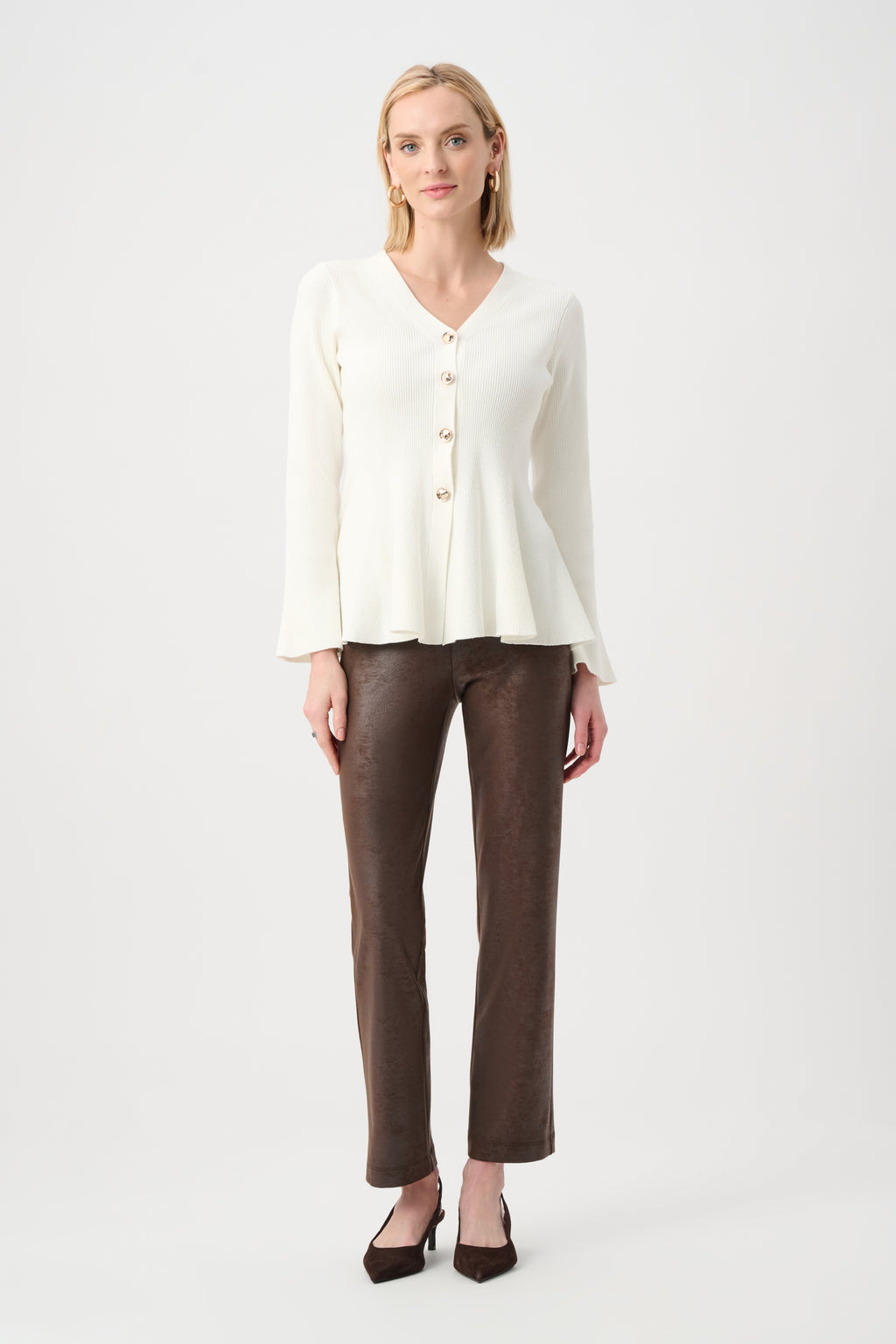 Joseph Ribkoff Foiled Silky Knit Straight Pull-On Pants 263104