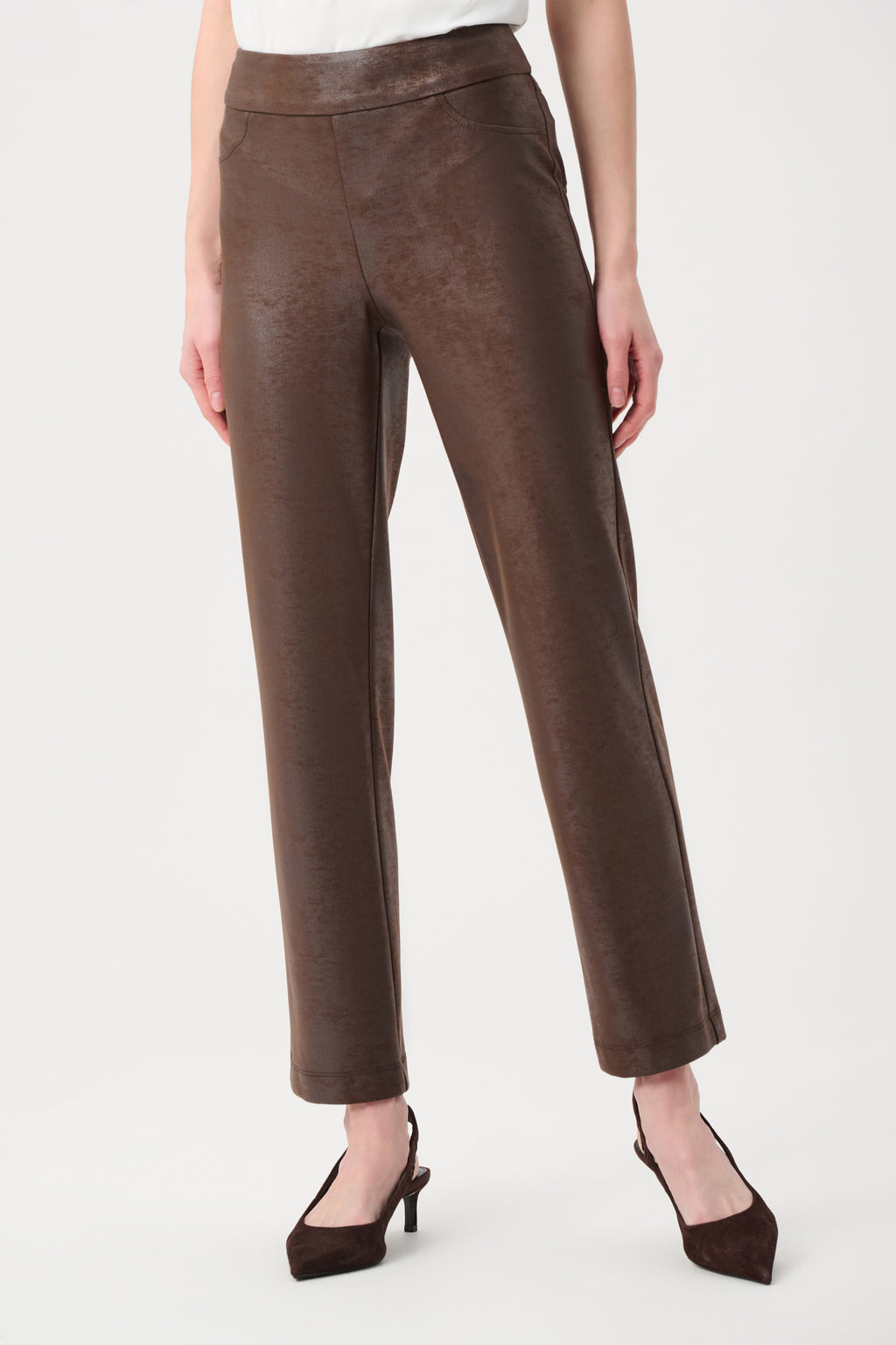 Joseph Ribkoff Foiled Silky Knit Straight Pull-On Pants 263104