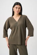 Joseph Ribkoff Pleated Scuba Crepe Zipped Neck Top 263123