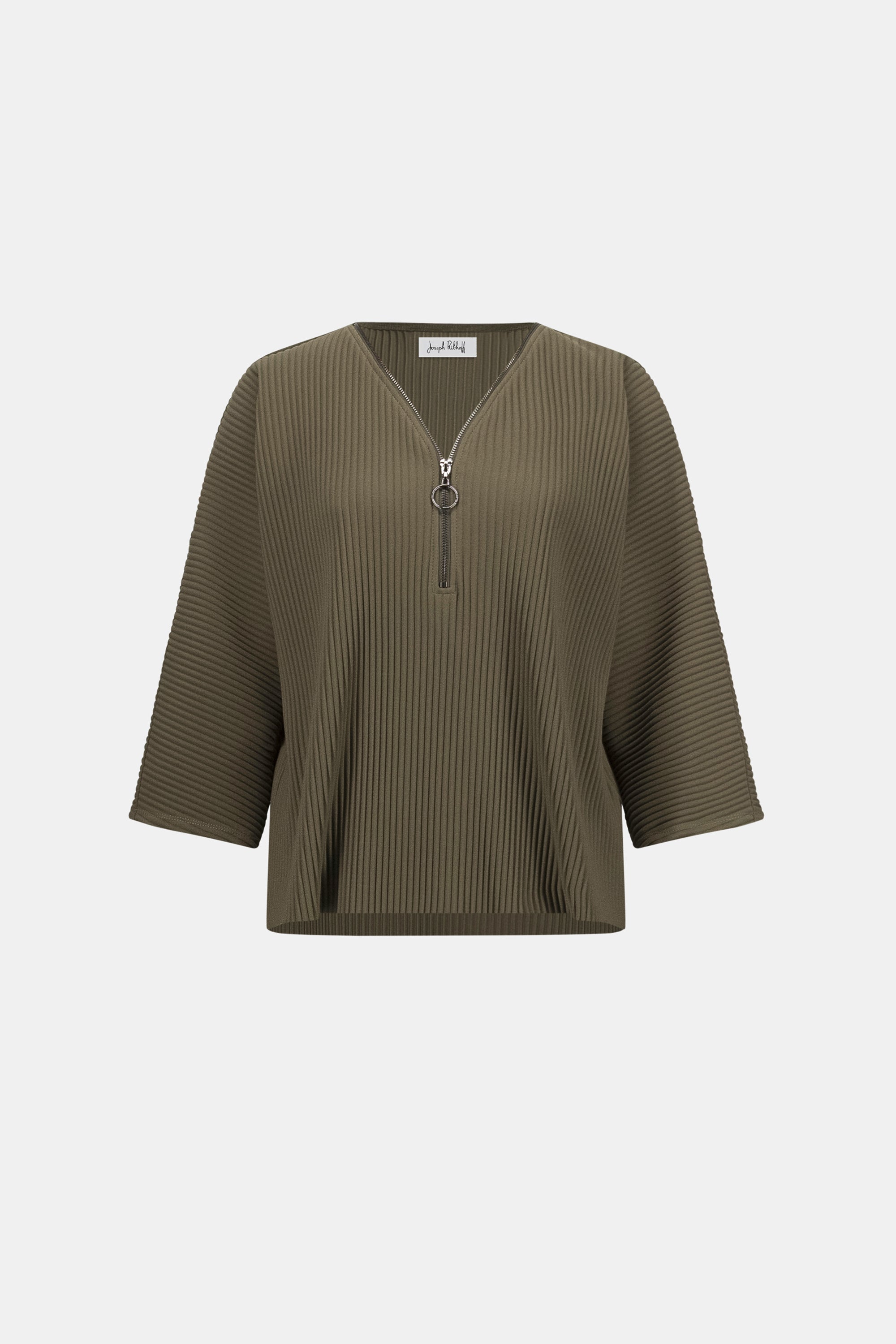 Joseph Ribkoff Pleated Scuba Crepe Zipped Neck Top 263123